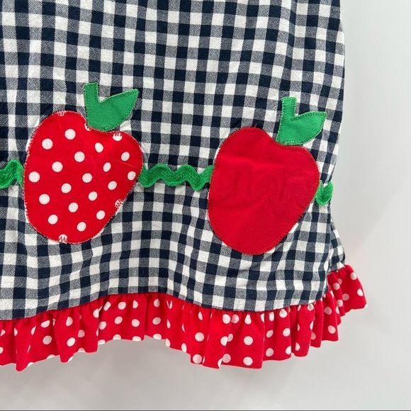 Reversible Gingham Lady Bug / Apples with Ruffle, 4T - Picture 3 of 8